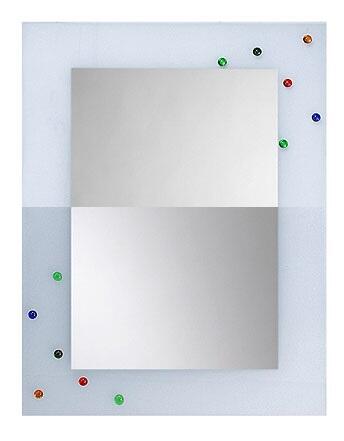 Zrcadlo 60 x 80 cm pískovaný okraj barevné skleněné ozdoby NUGGET